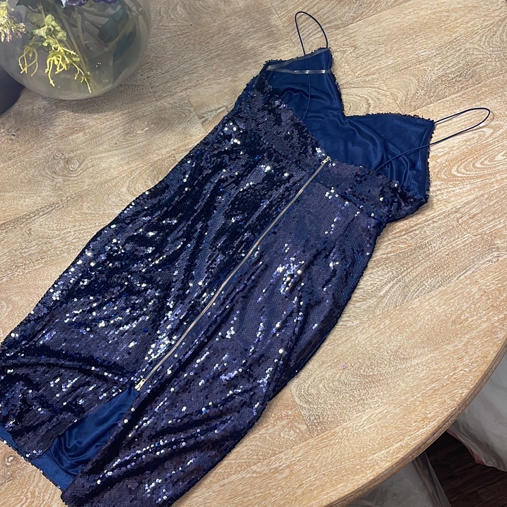 Akira Shine & Sparkly Navy Sequin Midi Dress - Picture 9 of 9